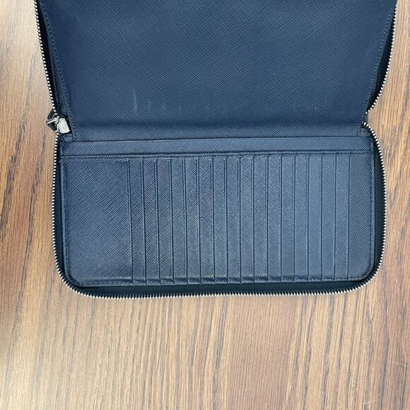 Prada 2ML220 Navy Saffiano Leather Long Wallet w/ Pockets Galore! - Preowned - Picture 4 of 15